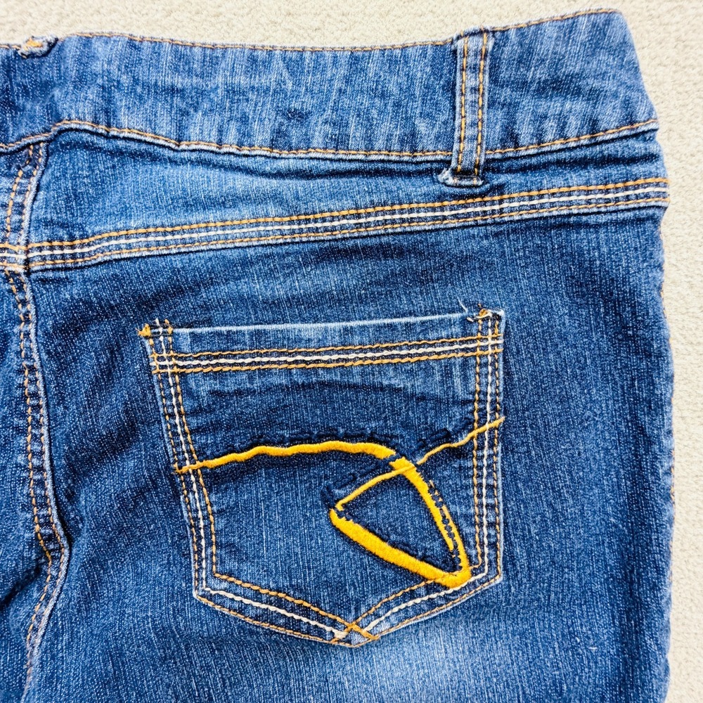 Womens Flare Bottom Jeans Sz 11 Dark Wash Stretch Denim Embellished Donut Button